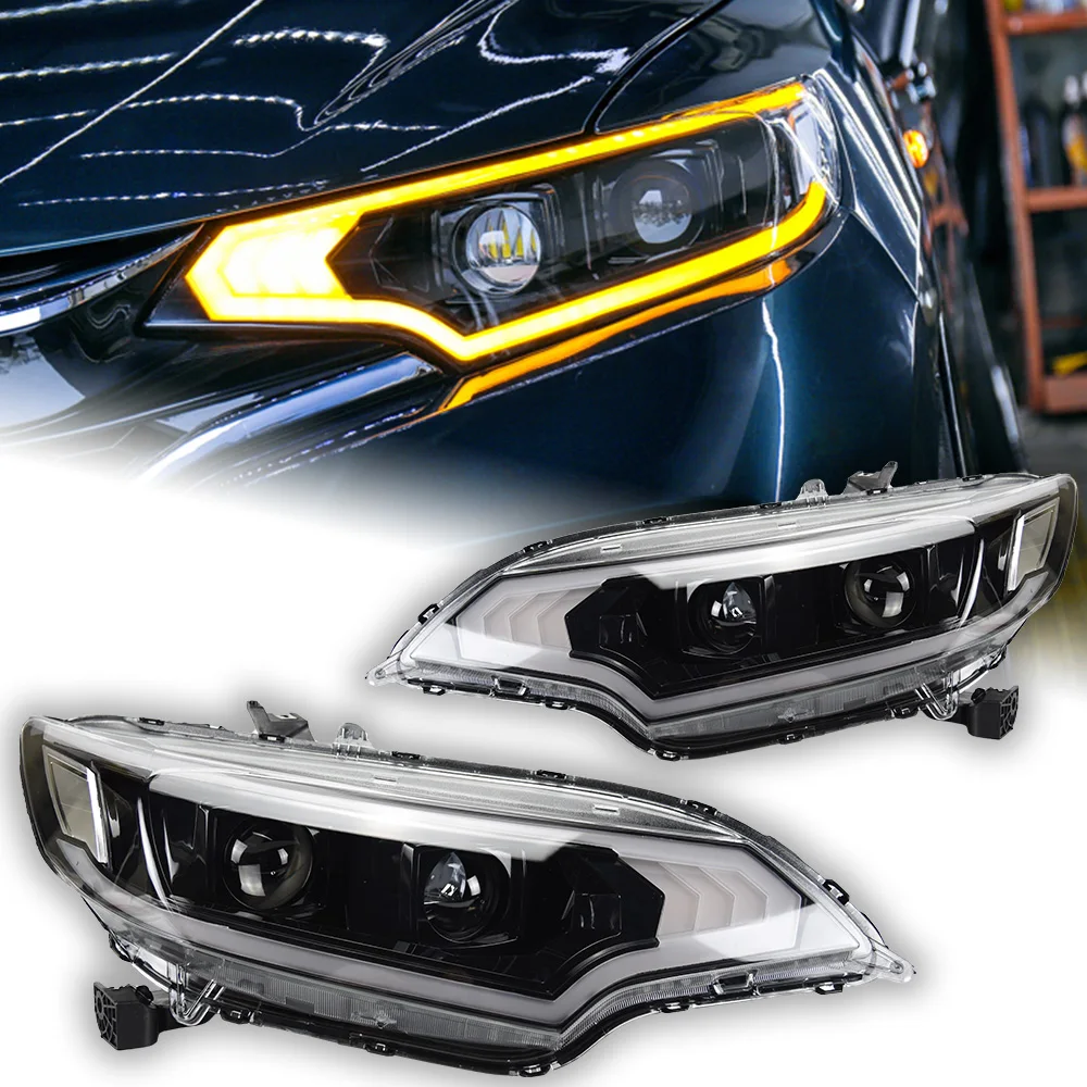 Car Lights for Honda Fit Headlight Projector Lens 2014-2020 Jazz Dynamic Signal Head Lamp LED Headlights Drl Automotive Parts