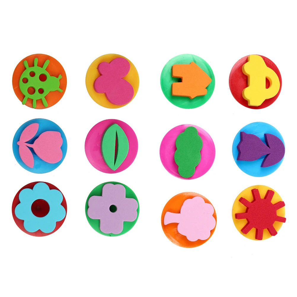 

2 Sets DIY Drawing Tools Kids Graffiti Stamps Funny Ink Stampers Educational Toy Mushroom Patterns Plastic EVA Safe