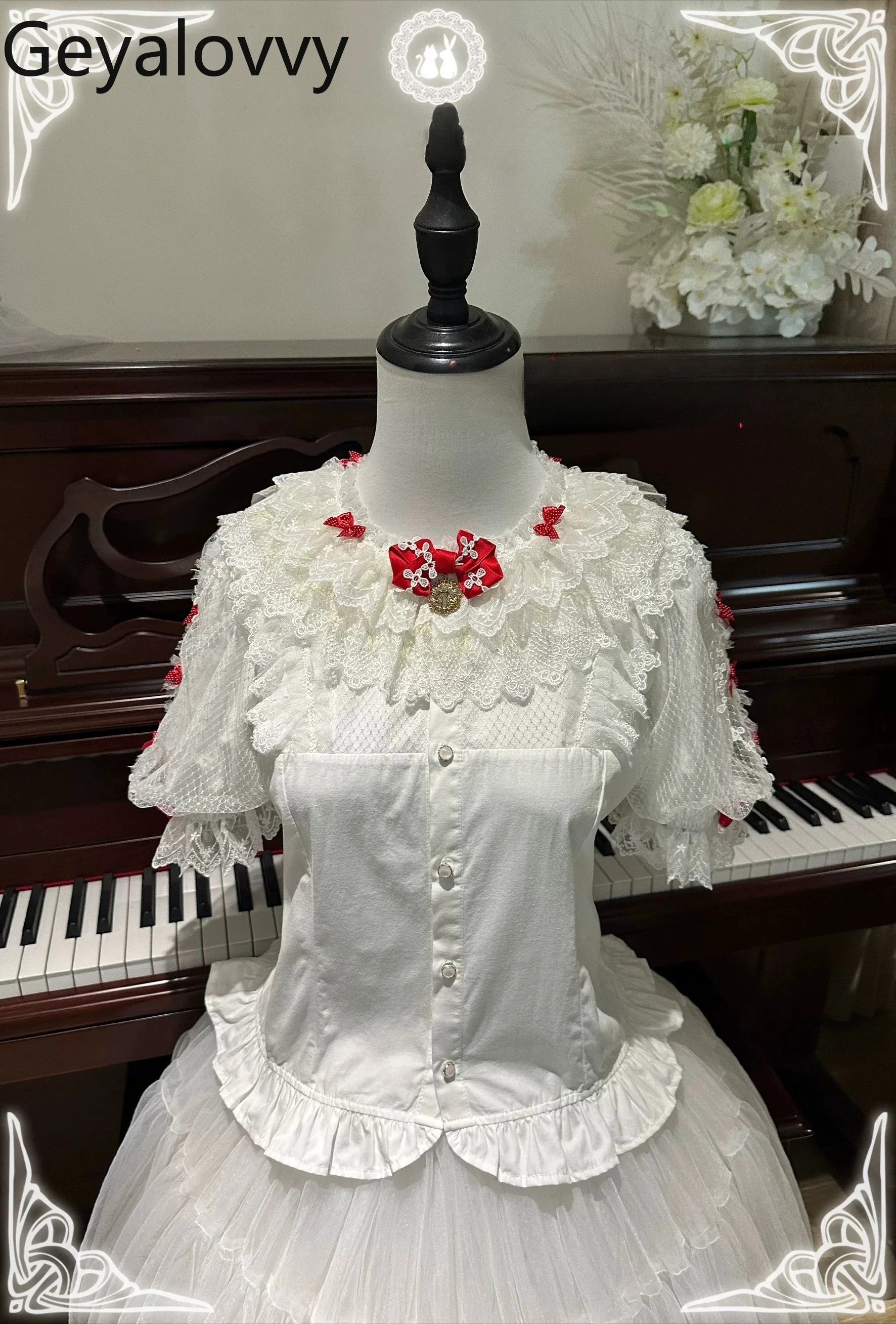 

Lolita Sweet Cute Girl Bubble Short Sleeve Lace Top 2026 Summer New Arrival Shirt Versatile Single-breasted Slim Fit Blouse
