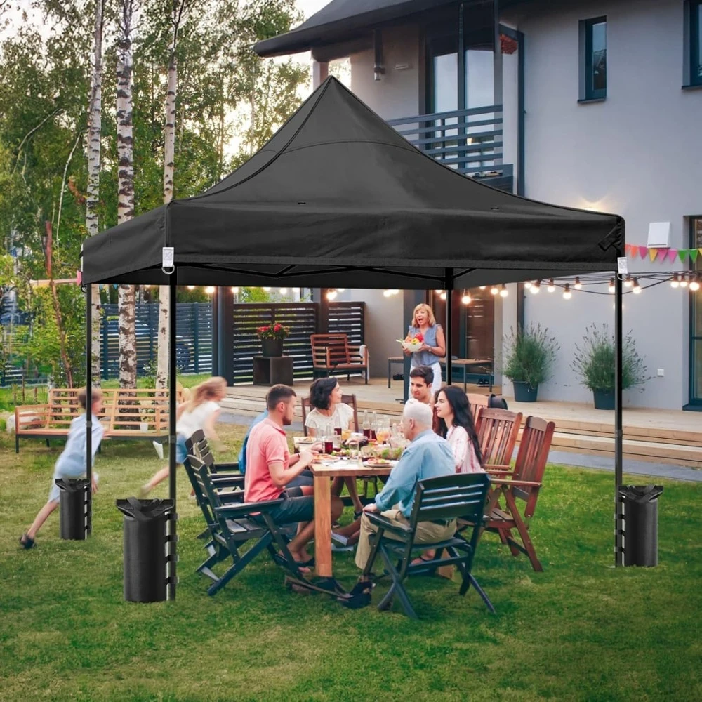 10x10 Commercial Pop Up Canopy Tent with 4 Canopy Weights & 8 Drainage Holes – All-Weather Outdoor Tent