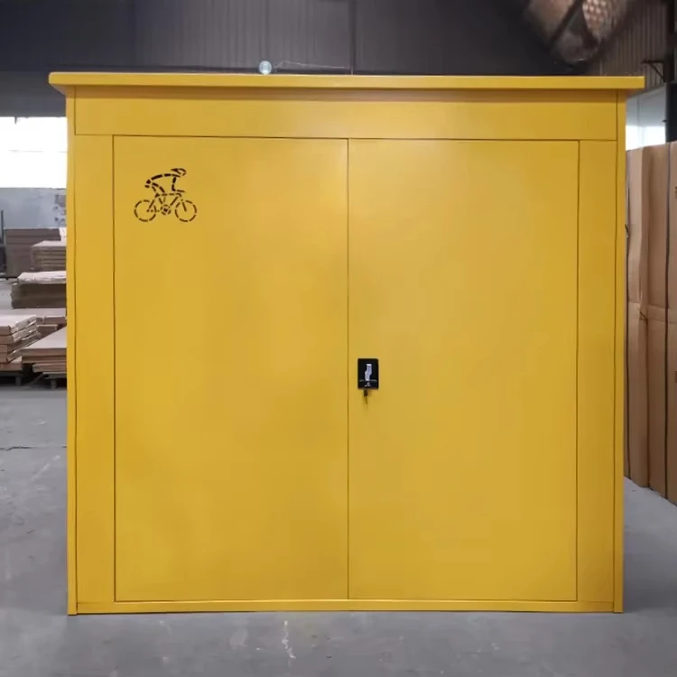 Outdoor Waterproof Vertical Double Door Bicycle Locker Steel Metal Bicycle Storage Lockable Cabinet