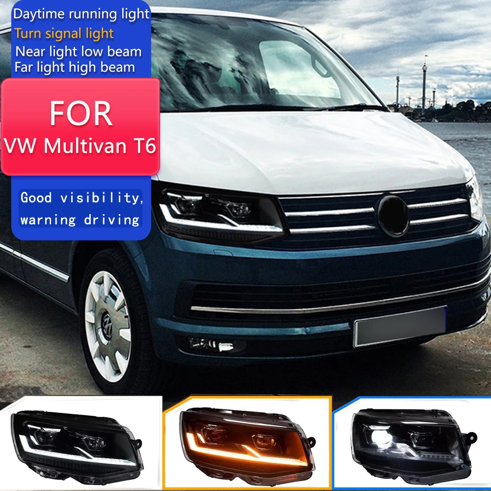 

Фара для VW Multivan T6, светодиодная фара, Стайлинг, динамические линзы указателя поворота, автомобильная, 2 шт.