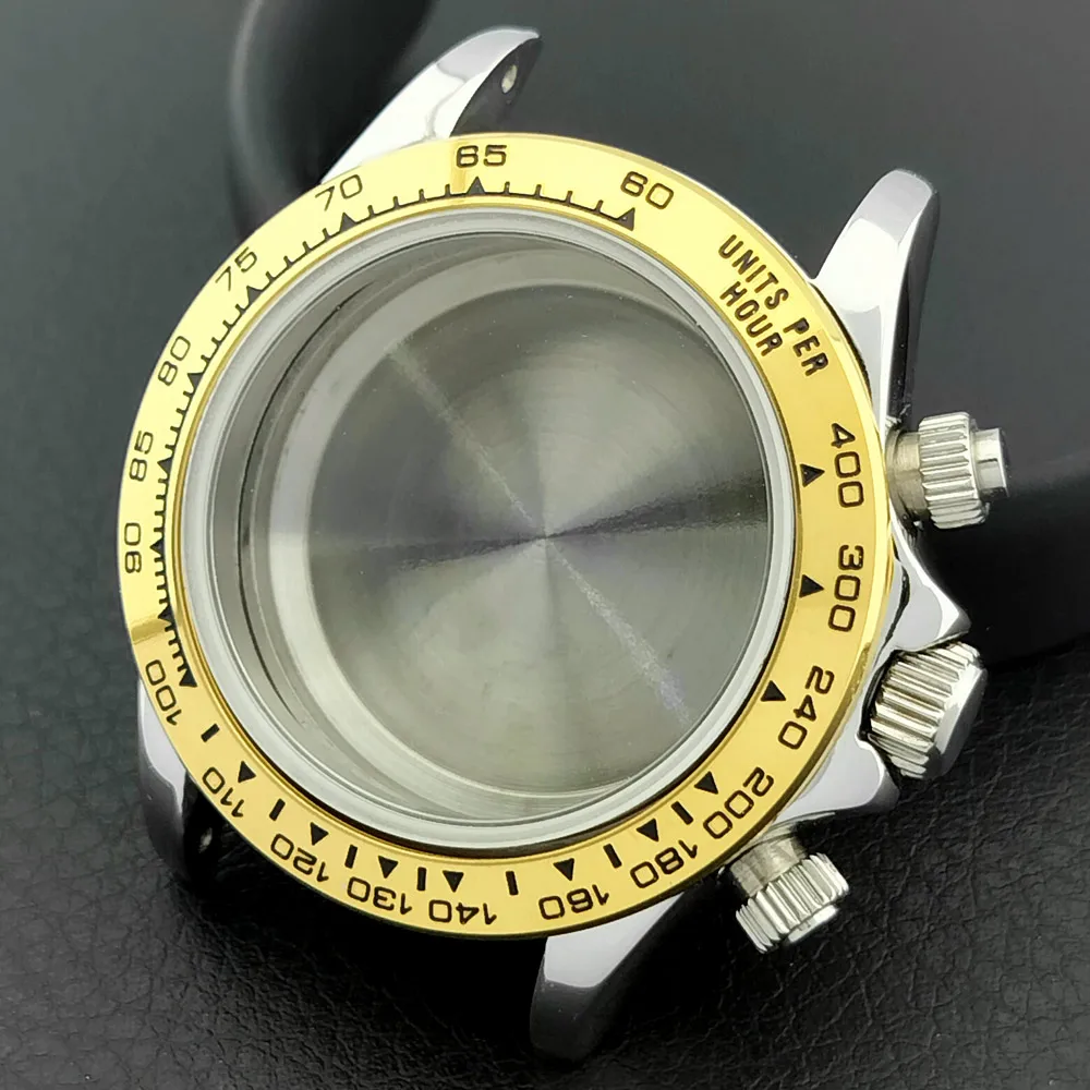 39-mm-Uhrenarmband aus Metall für Herren, passend für das VK63-Uhrwerk, mit Saphirglas, in den Farben Silber, Roségold und Schwarz, Uhrenzubehörteile. – Detail 10