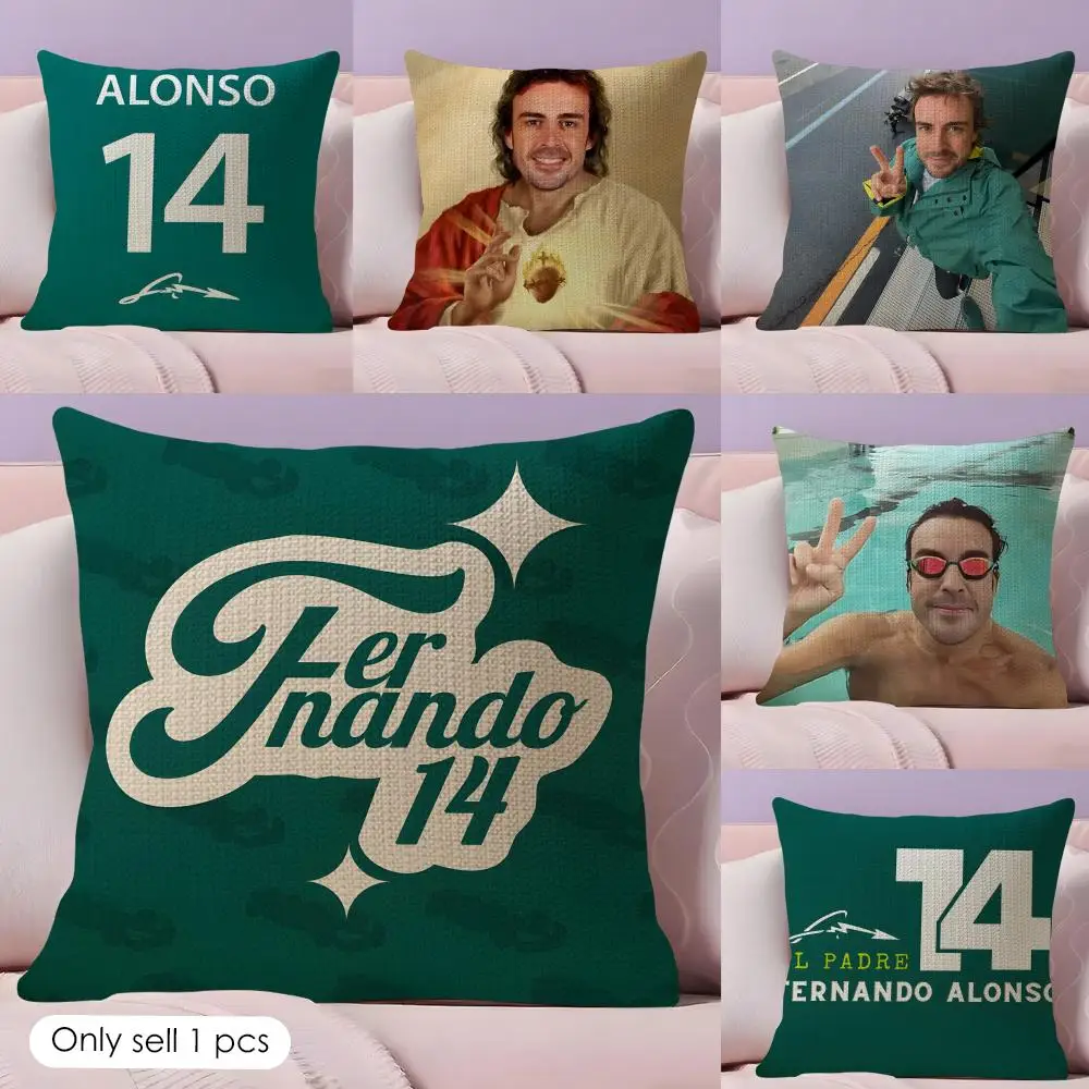 Rider F-Fernando Alonso Cushion Cover Natural Linen Pillow Case Double-Sided Print Decorative Sofa Pillowcase Home Decor Gift