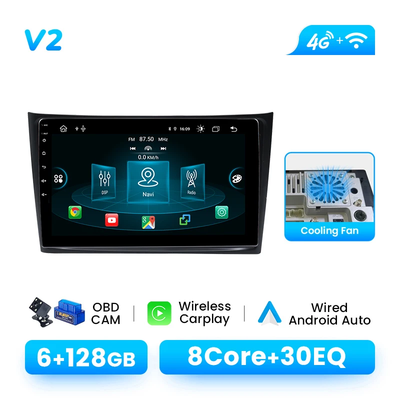 10.1 Inch Android 14 Autoradio Voor Volvo XC90 2004-2013 Draadloze CarPlay GPS IPS DSP AI Voice RDS