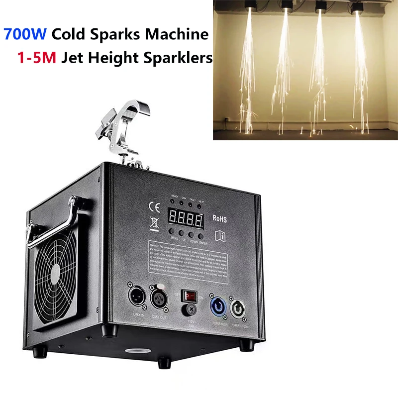 2PCS 700W Cold Sparks Machine DMX Firework Machine Hanging Cold Sparklers Stage Effect Cold Fireworks 1-5M Jet Height Sparklers