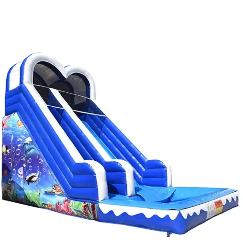 Para tobogán acuático inflable para océano, tobogán inflable para parque acuático para piscina, tobogán acuático inflable con cubierta pintada