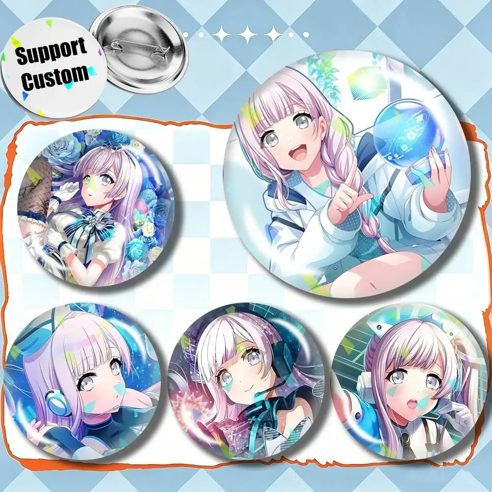 

Photon Maiden DJ-Saki Izumo Customizable Round Brooch Pins, Personalized Badges With Broken Glass Design Fashion Accessory
