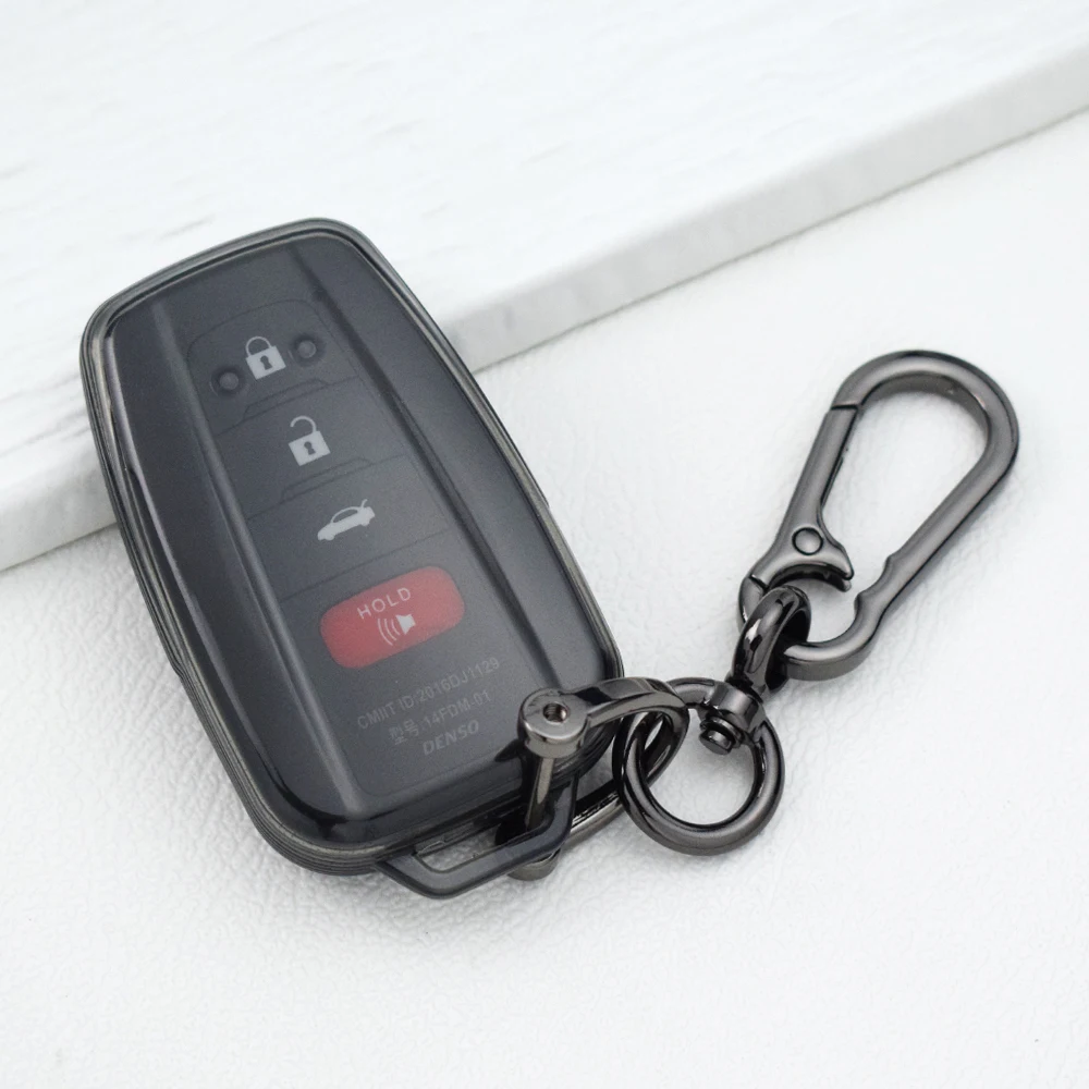 For Toyota Prius Camry Corolla CHR C-HR RAV4 Land Cruiser Prado Transparent Car Key Case Full Cover Shell Keychain Accessories
