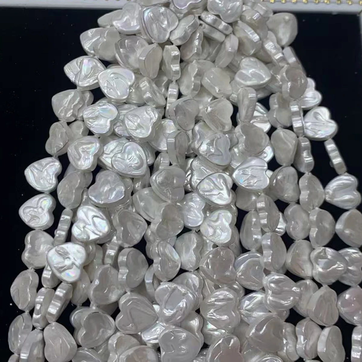 12mm Heart-shaped Through-hole Beads Natural Shell Beads for Jewelry Making Supplies DIY Necklaces Bracelets Accessories 36cm