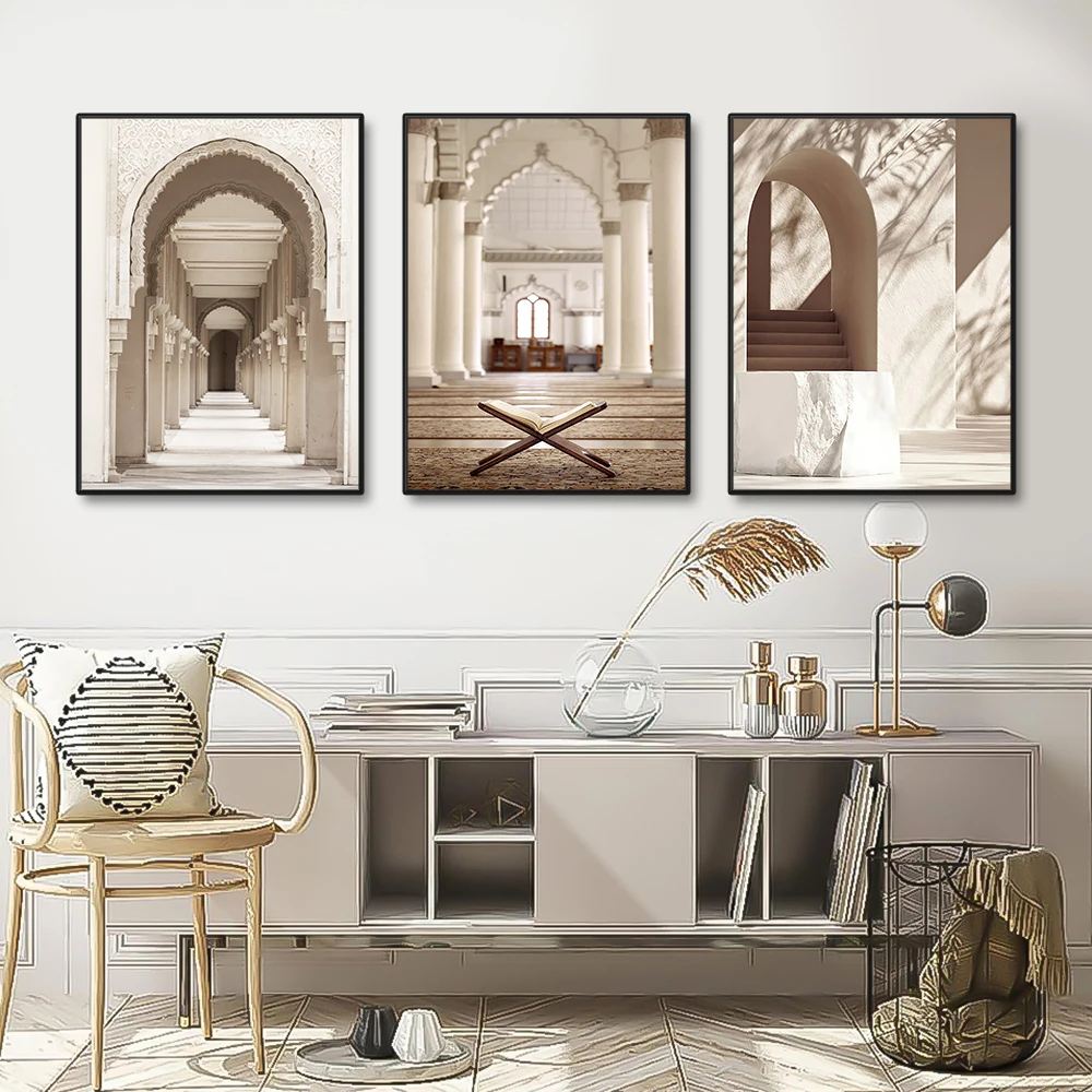 Islamische Beige Landschaft Kunst Poster Drucke Moschee Marokko Wand Leinwand Malerei Böhmen Bild für Wohnzimmer Dekoration