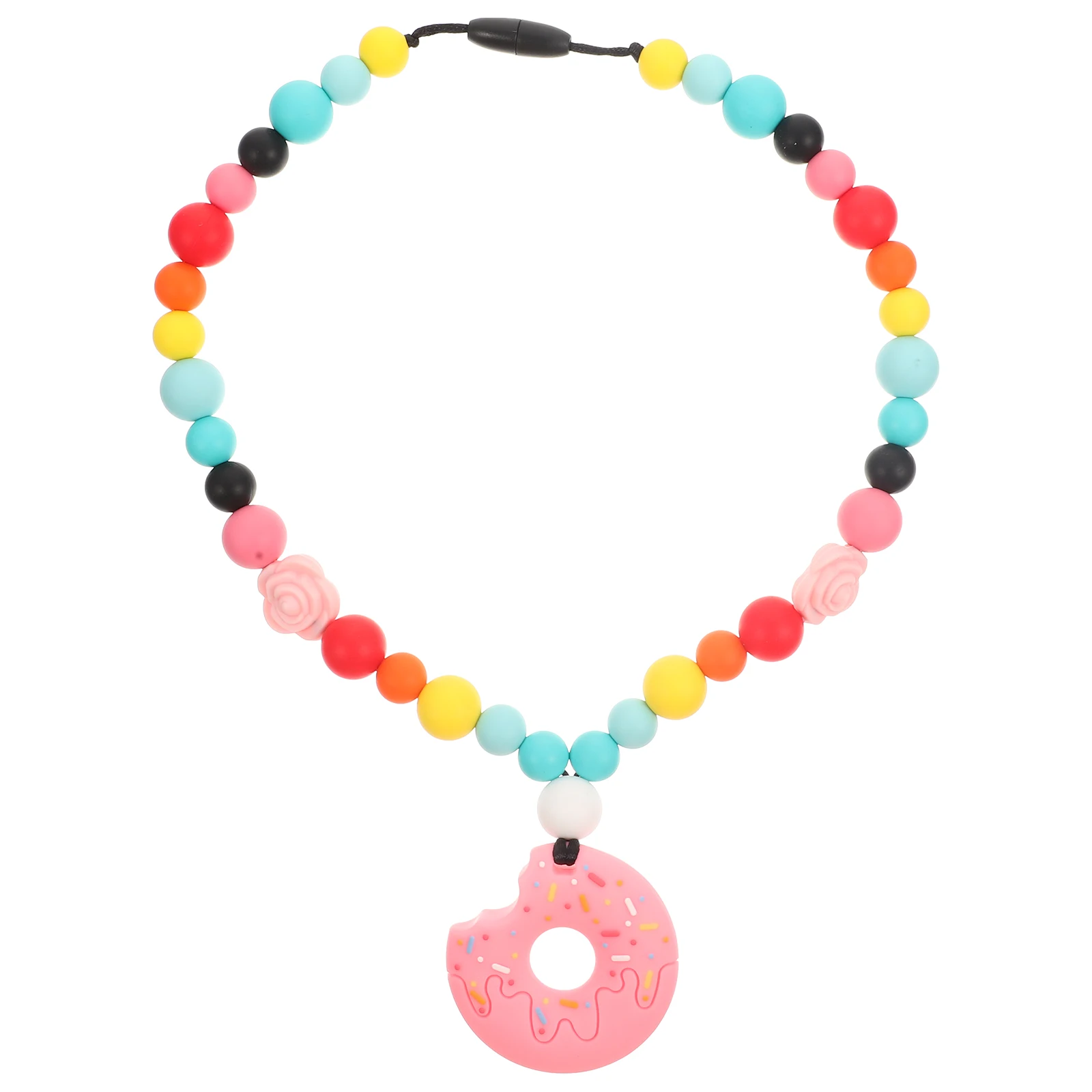 

Baby Teething Necklace Silicone Teether Molar Relief Chewing Non-Toxic Educational Grabbing For Infant Toddler Girls