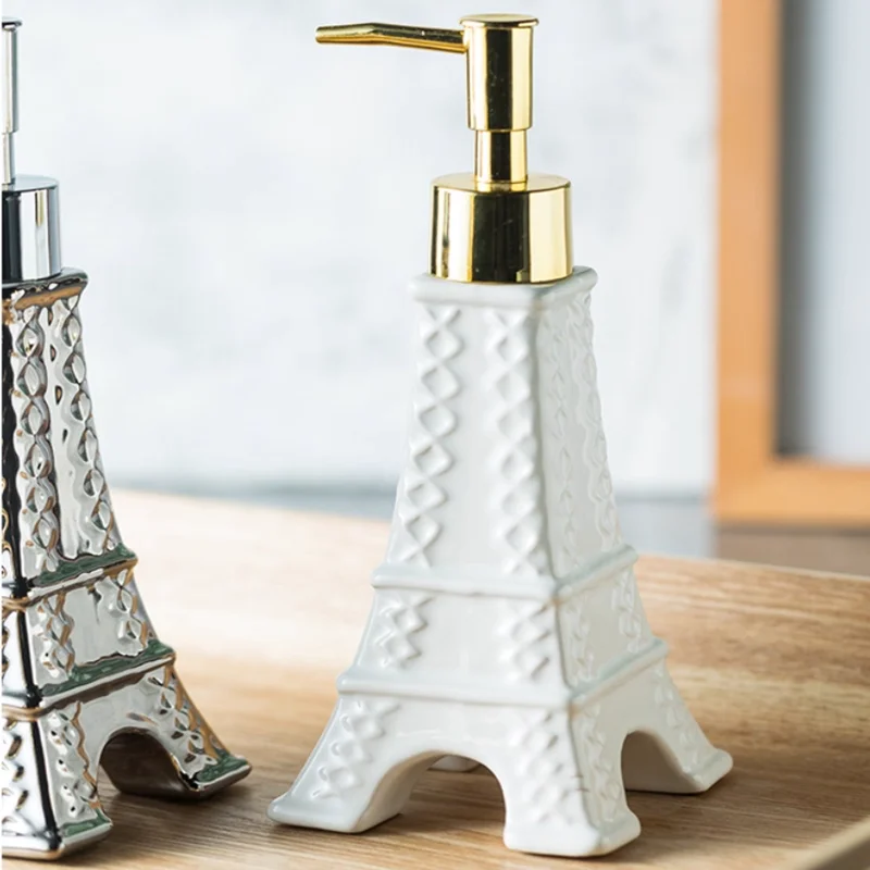 

Golden Iron Tower Ceramic Soap Dispenser, Bathroom Supplies, Portable Shampoo Bottle, Kitchen Accessories, Soap Pump Dispenser