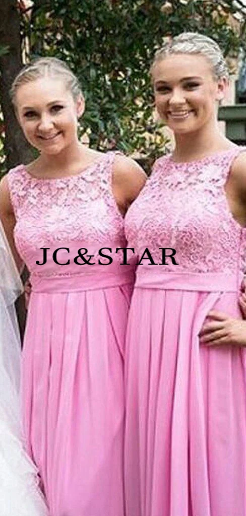 Pink lace chiffon party dresses, long sexy backless vestido de noche, custom wedding guest robes, fast shipping