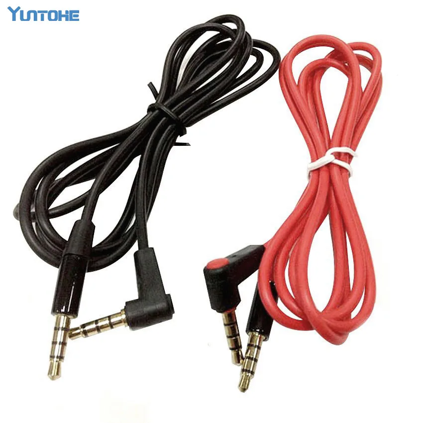 

1000pcs/lot Wholesales 1.2M 3.5mm Male to Male Detox/Pro Headphone Replacement Audio Extension Cable AUX Cable Black Red