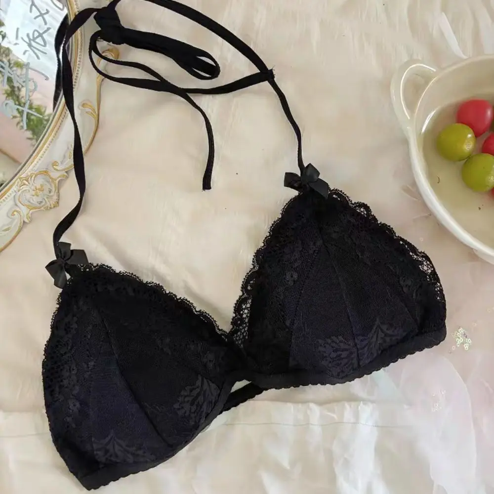 Comodo reggiseno push up in pizzo con scollo a V profondo senza fili con lacci alla caviglia, intimo sottile anti-cedimento, regali per le donne
