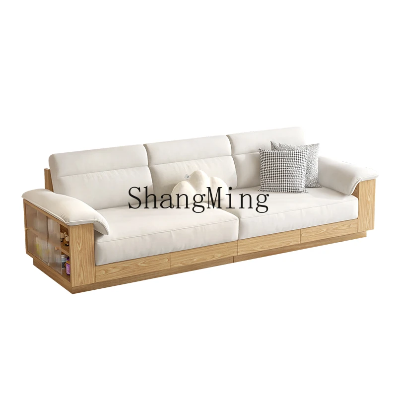 

LXY small apartment living room modern simple storage glass fabric solid wood sofa