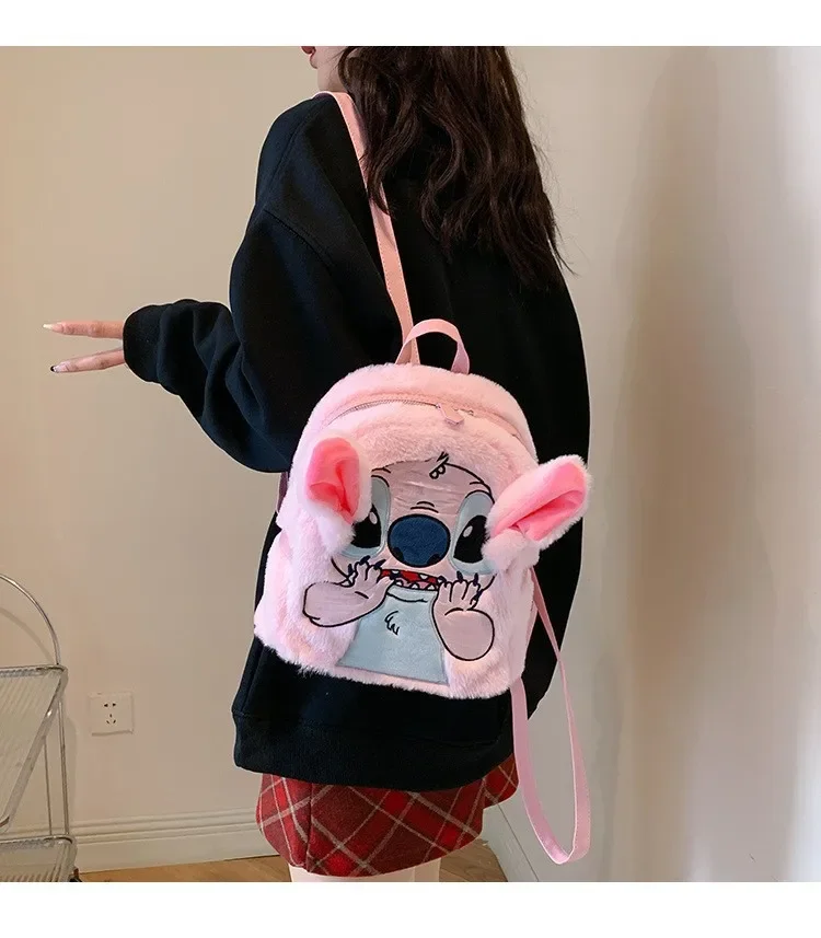 Disney-Sac à dos en peluche grande capacité pour enfants, Ins Japanese Blue Stitch, Cartoon drôle, Student, Maternelle, Cadeau pour enfant, Nouveau