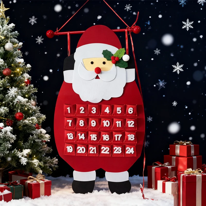 ﻿1set 2025 Christmas Advent calendar Santa Claus Snowman Christmas Deer Door Wall Window Decor Hanging Christmas Home Decoratio