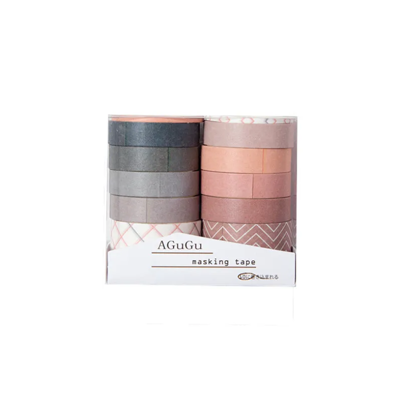 Cinta Adhesiva Washi para álbum de recortes, adhesivo de flores sólidas, 10 Uds./lote