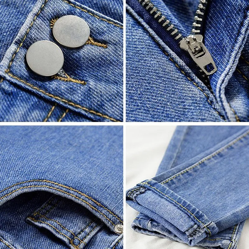 High Waist Ankle-Lenght Skinny Pencil Jeans Womens Elegant Denim Pants Korean Casual Pantalones Spring Fall Slim Vaqeros