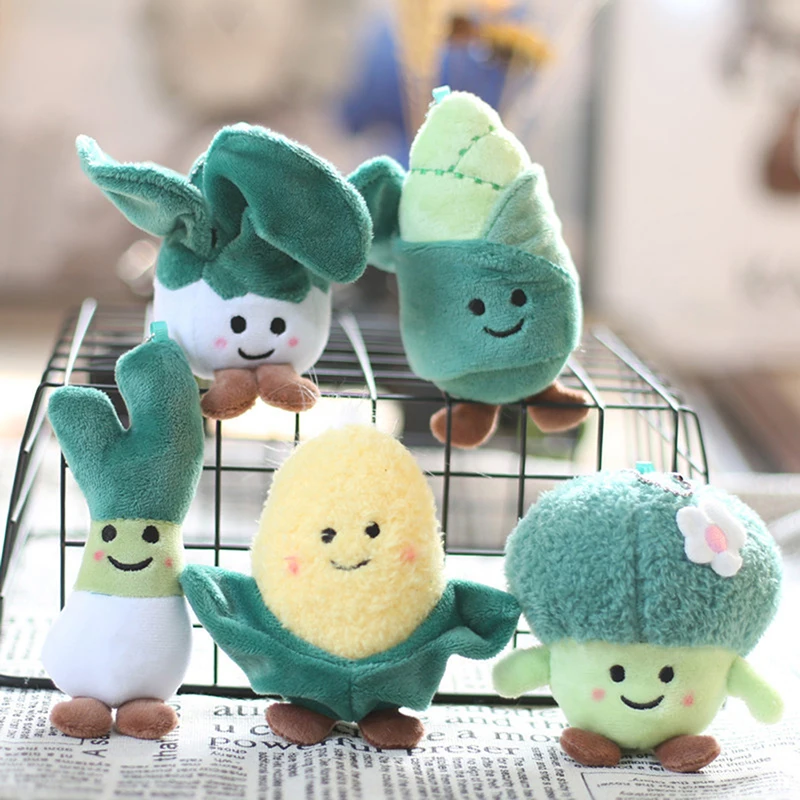 Vegetable Plush Toy Cartoon Cabbage Corn Broccoli Pendant Soft Stuffed Doll Keychain Backpack Car Bag Decor Kid Gift