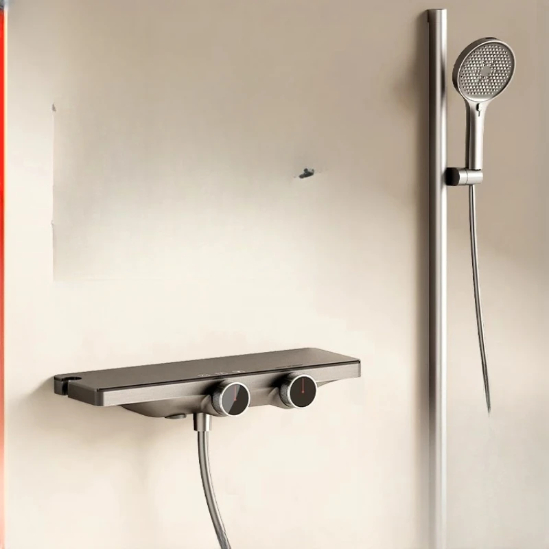 Bathroom gun gray milk white bath bath shower simple thermostatic overhead shower set