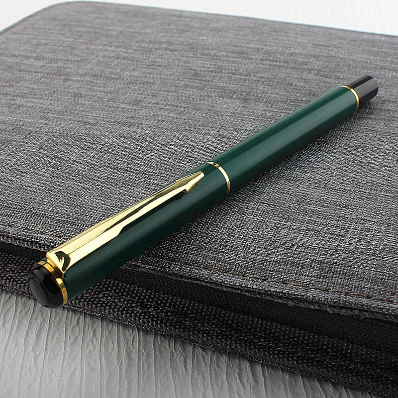 Metal Green Luxury Ink Ballpoint Pen, Black Ink Medium Point 0.5mm Smooth Writing Metal Ball Point Pen Signature Pen