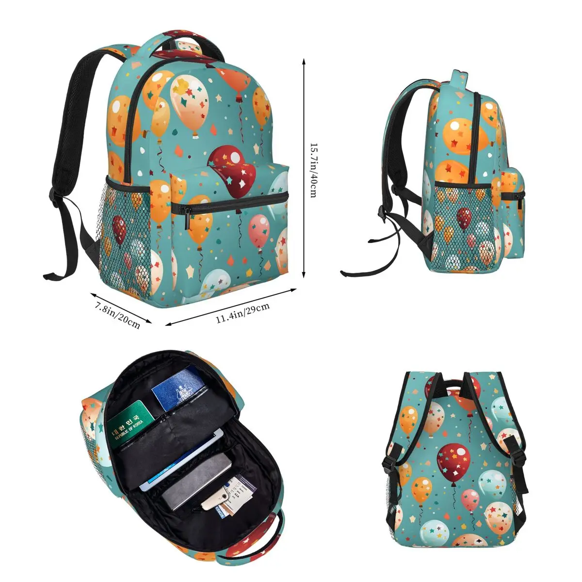 Happy Birthday Party Celebration Backpacks Boys Girls Bookbag School Bag Cartoon Kids Rucksack Lunch Bag Pen Bag Three-Piece Set