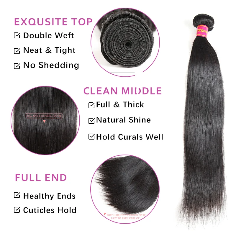 Wholesale Price Human Hair Bundles Straight Brazilian Raw Virgin Hair Weave Can Mixed Length 8\