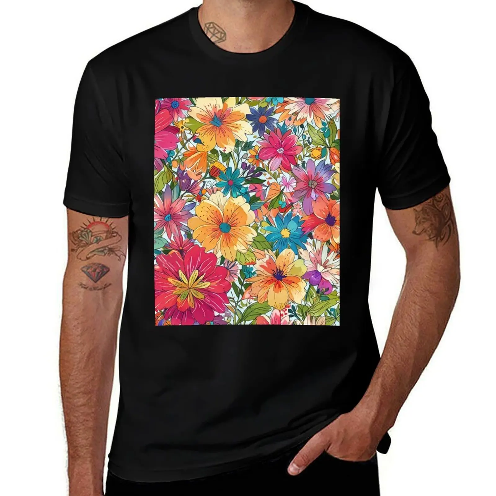 

Colorful Flower T-Shirt Aesthetic clothing basketball graphic tees essential t shirt oversized t shirts for men