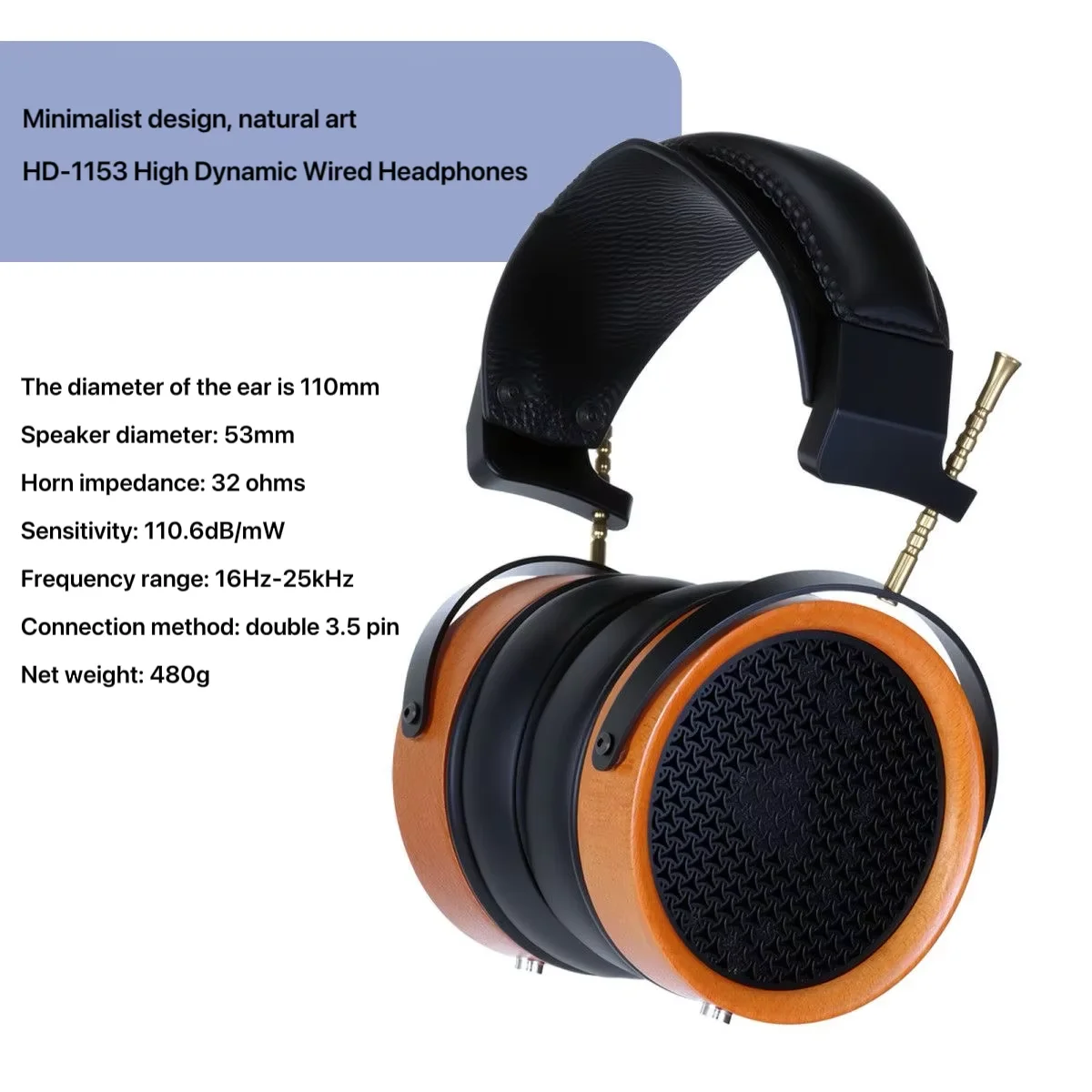 

Open-back wired headphones for music enthusiasts, cool and refreshing sound quality, without microphone noise cancellation