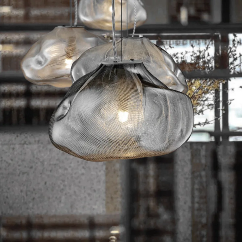 Imagem -03 - Smoky Grey Glass Pendant Light Lâmpada Pendurada Cloud Design Arte Decorativa Vidro Soprado Restaurante Lustre