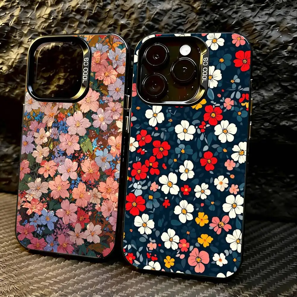 

F-flowers Phone Case For iPhone 17,16,15,14,13,12,11 Plus,Pro Max,XS,Colorful Silver Black Cover