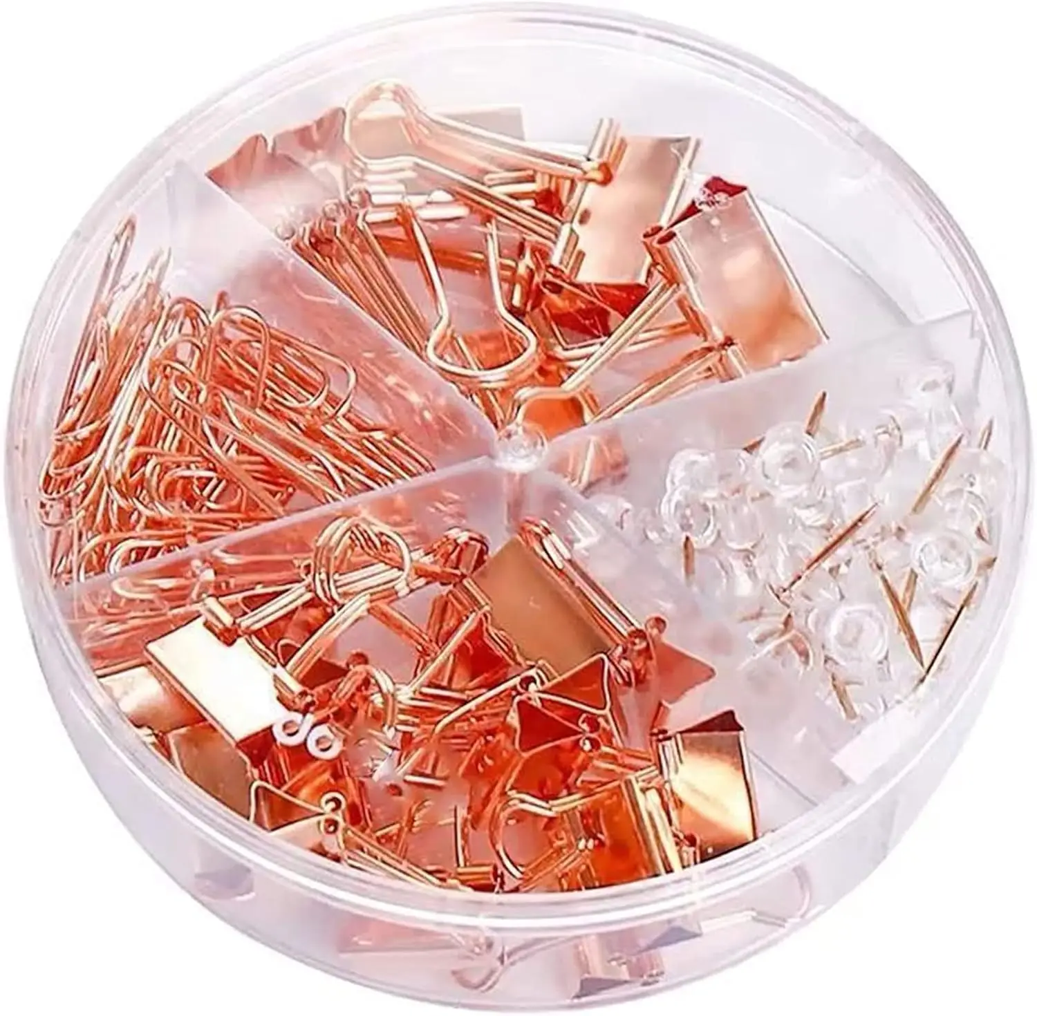 

72pcs Rose Gold Binder Clips, Paper Clips & Thumbtacks, 2 Sizes for Office School Home Supplies