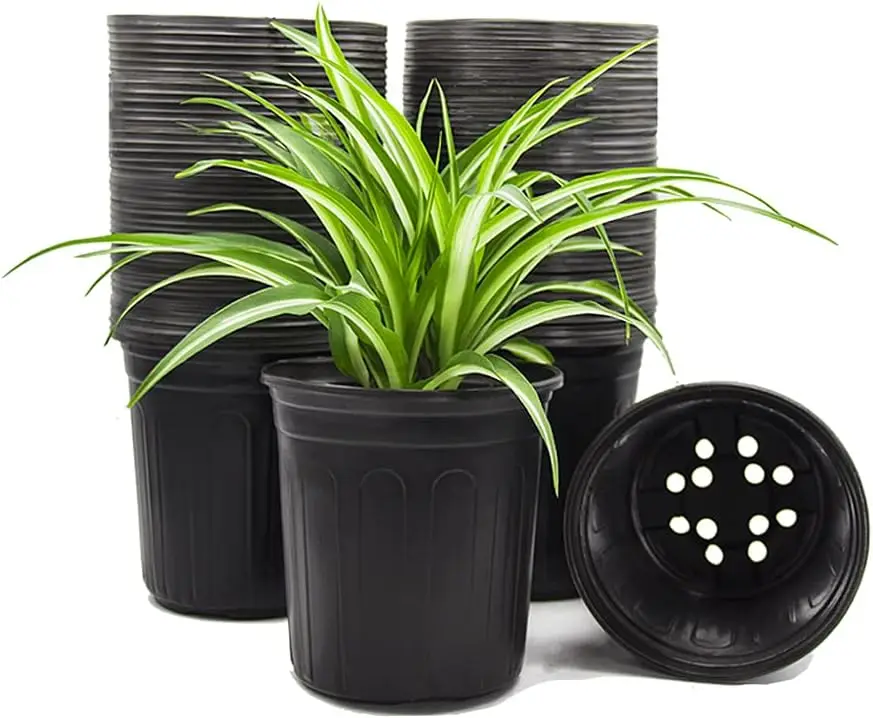 

50-Pack 1 Gallon Flexible Flower Plant Nursery Pots, Thickened Soft Plastic Seed Starting Container for Succulents, Seed