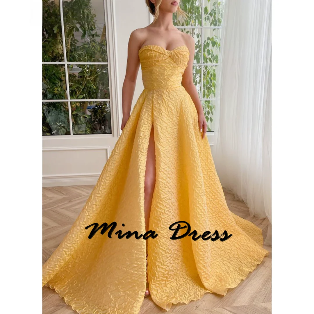 

Mina Customized Backless Evening Dresses Woman Elegant Dresses for Women Wedding Party Dress Sleeveless High Slit Strapless Prom