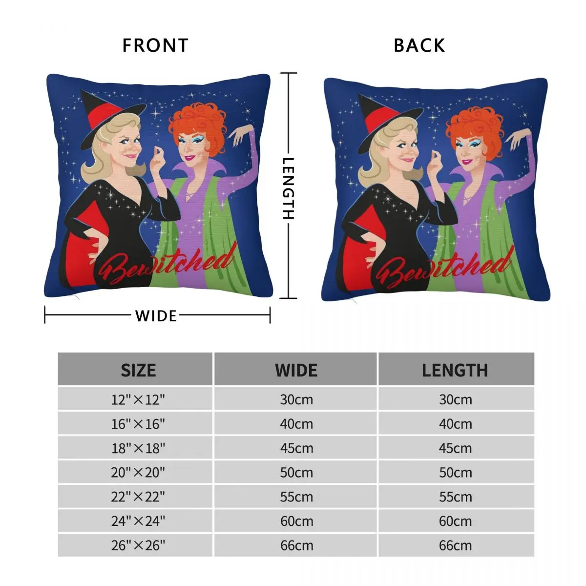 Bewitched Ladies Square Pillowcase Polyester Linen Velvet Pattern Zip Decor Pillow Case Sofa Cushion Cover