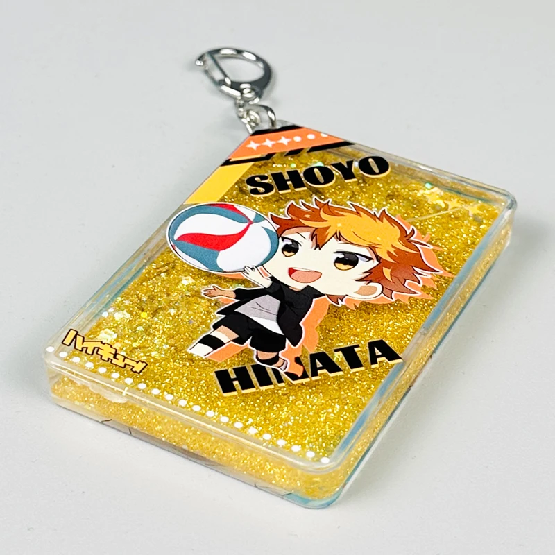 Anime Haikyuu!! Shoyo Hinata Cosplay Acrylic Card Brick Quicksand Mahjong Pendant Keychain Backpack Decoration Widget Xmas Gift