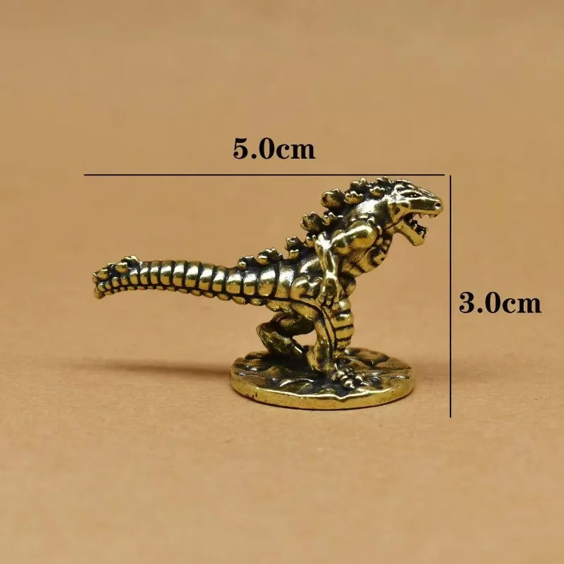 1 PC Copper Dinosaur Statue Jurassic Themed Desk Ornament Tea Ceremony Collectible Artisan Craft Object DIY Landscape Figurines