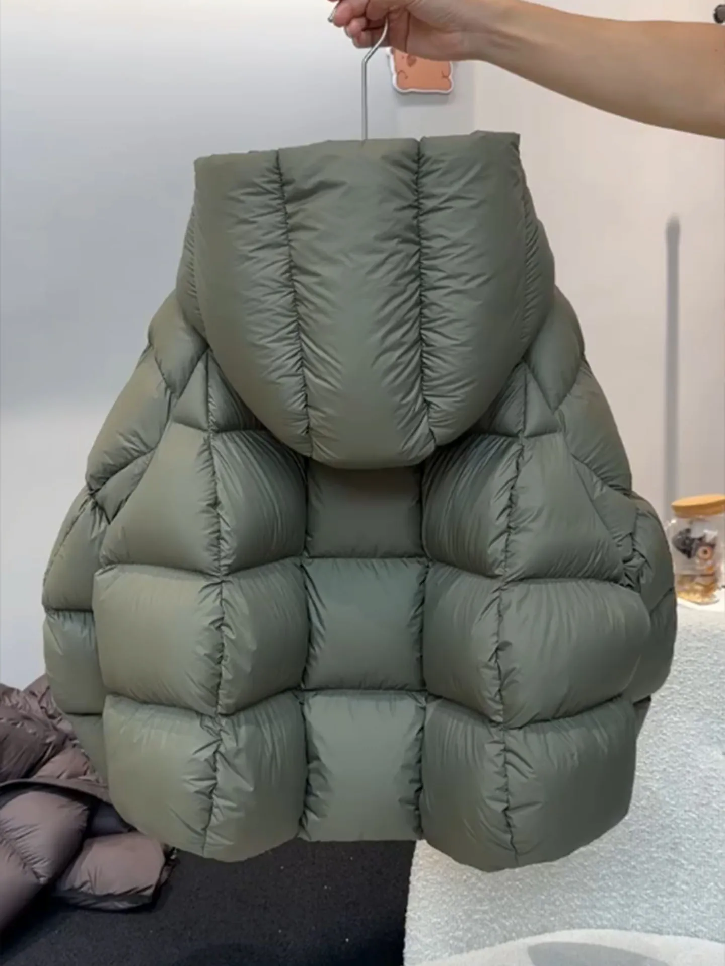 

Unique een ort Puffer Jaet Women's Winter New Sle Bread Coat Hat Inteated Outerwear Polyester Fiber Filling