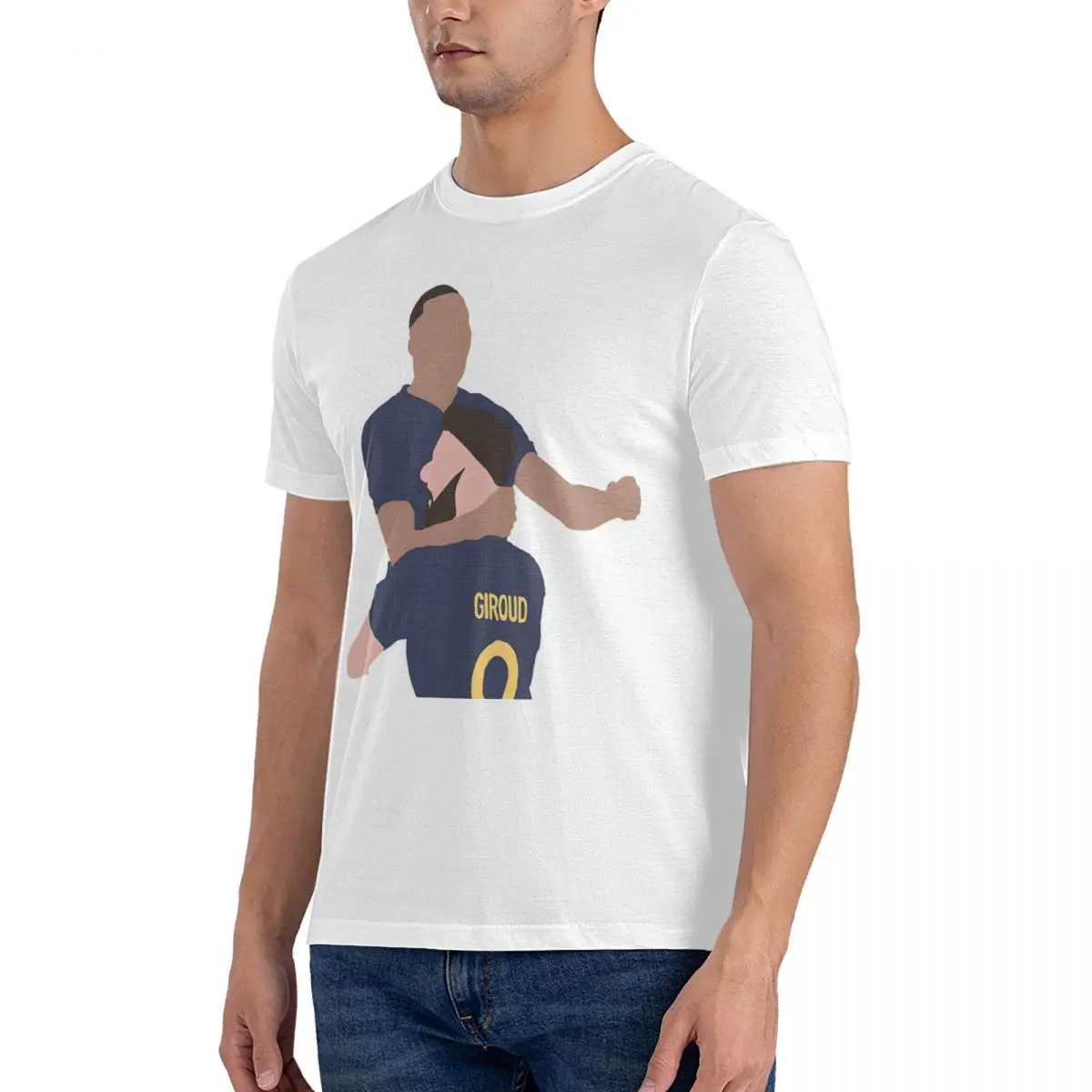 And Giroud Celebration Men's T Shirts Mbappe Fashion Tees Short Sleeve Crewneck T-Shirt 100% Cotton Original Clothes