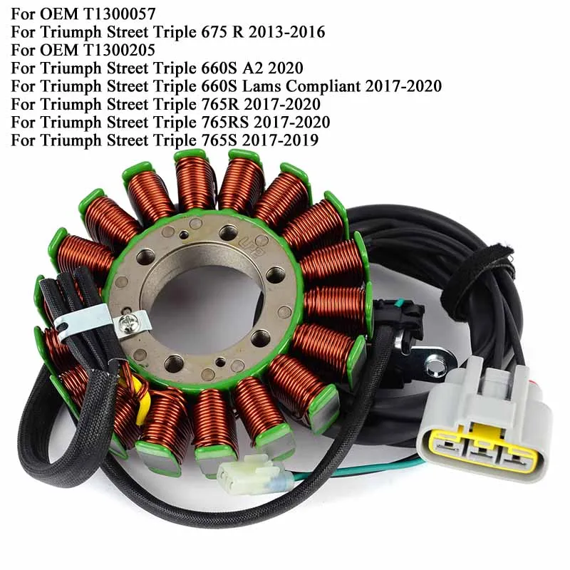 Stator Coil For Triumph Street Triple 675 765 R RS 2013-2016 660S A2 675R 765R 765RS 765S 2017-2019 T1300205 T1300057