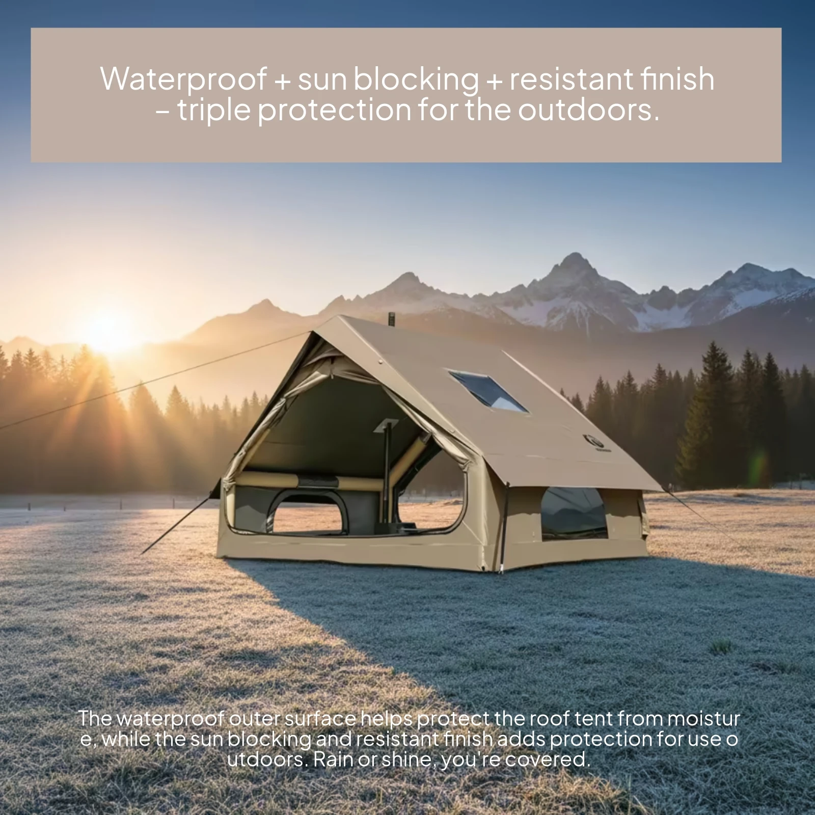 Inflatable Roof Tent Waterproof Cabin-Style Roof Tent Outdoor Shelter Easy Setup Spacious for Multi-Person Use