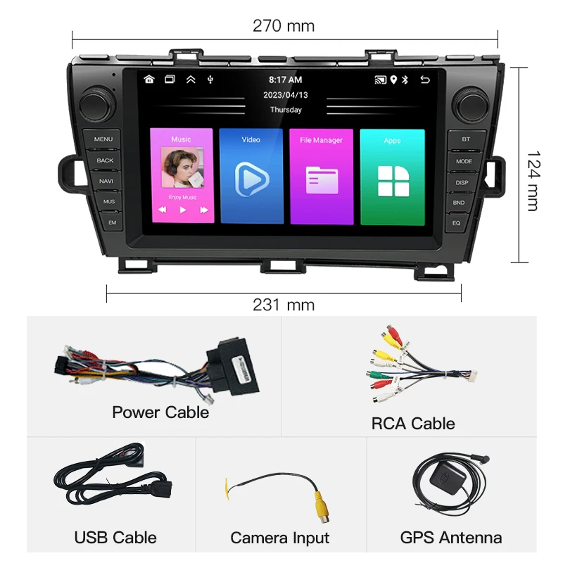 Voor Toyota Prius XW30 Android 13 Draadloze Carplay Autoradio Stereo Auto Speler GPS Navigatie Autoradio BT Multimedia Wifi BT 4G