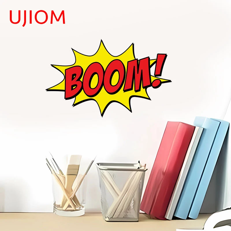 UJIOM BOOM Funny Warning Wall Sticker Waterproof Vinyl Decal Kitchen Helmet Living Room Bathroom Bedroom Decoration