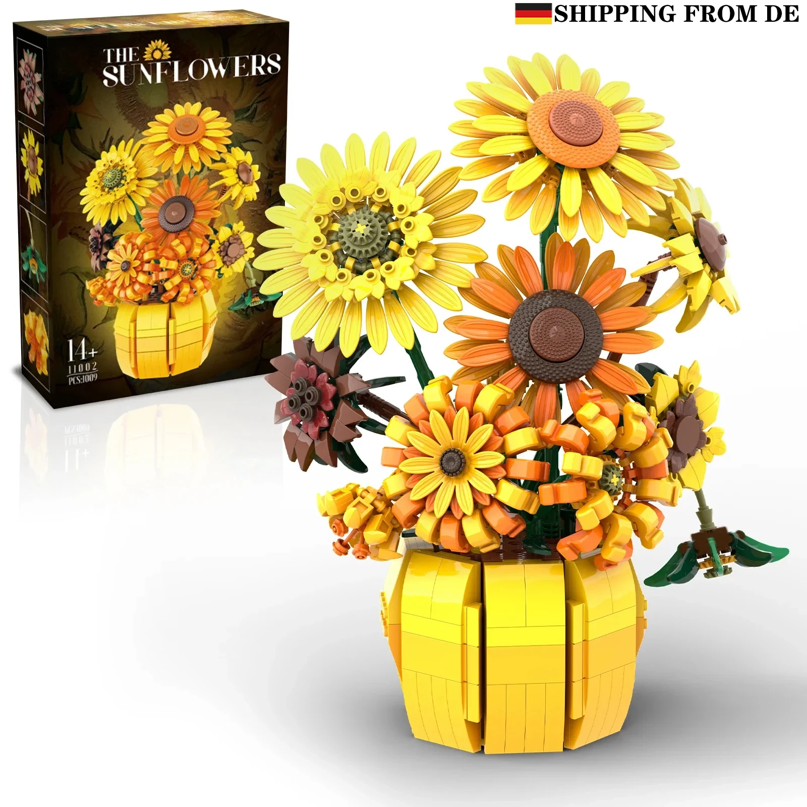 1009PCS Sunflower Building Blocks Flower Bouquet Vase Model Bricks Set Idea Home Decoration Kids Educational Toys Holiday Gifts