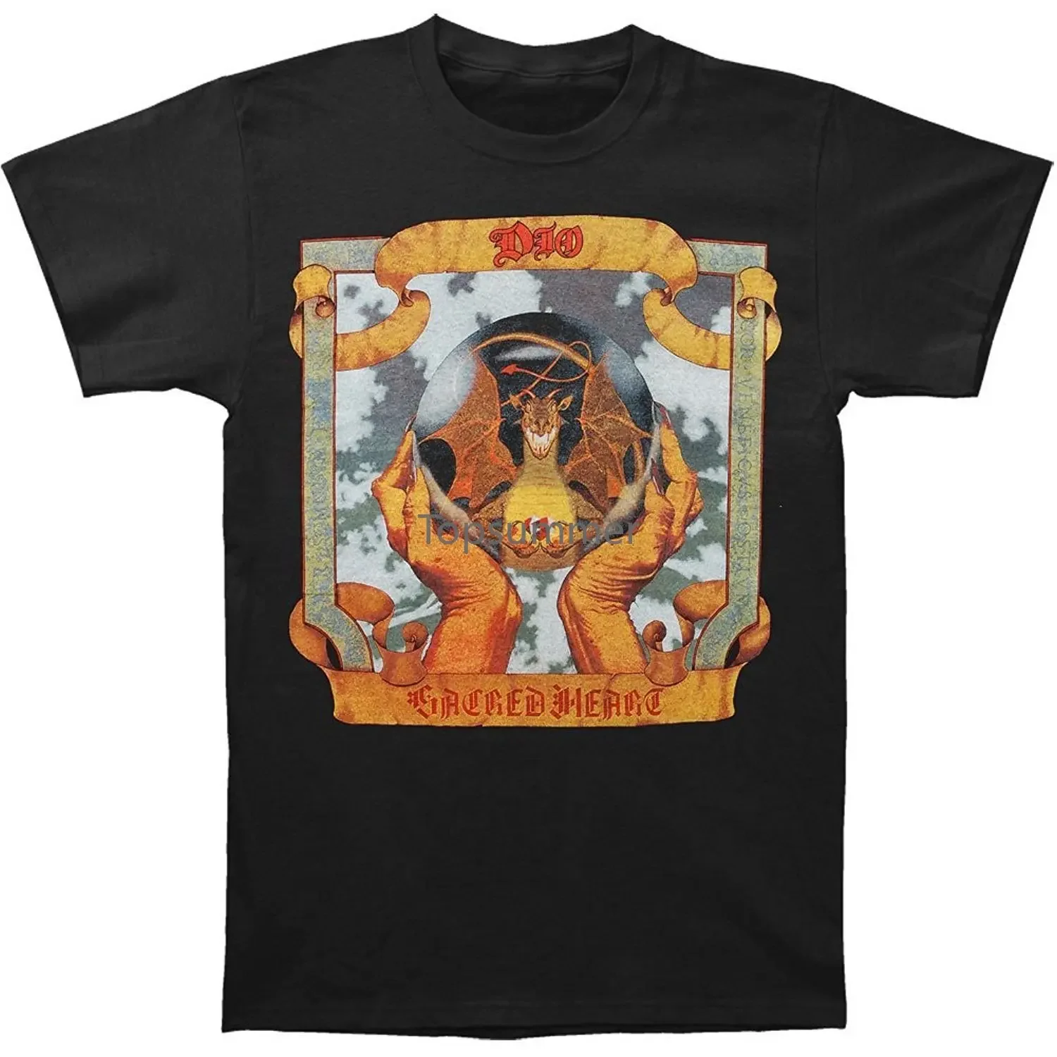 

Аутентичная обложка альбома Dio Band Sacred Heart, большие футболки с рисунком для женщин, подарки для мужчин, футболка с рисунком, мужская белая футболка