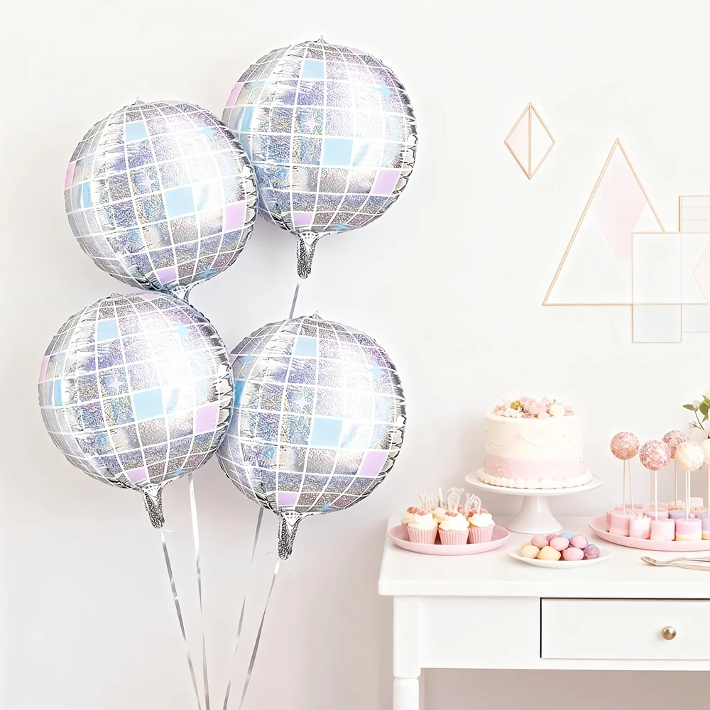 4 Stück Fetti Schillernde Disco-Kugel Folienballons K-Pop-Inspirierte Disco-Junggesellinnenabschied-Party-Deko Ausgefallene Geburtstagsfeier-Zubehör – Detail 4