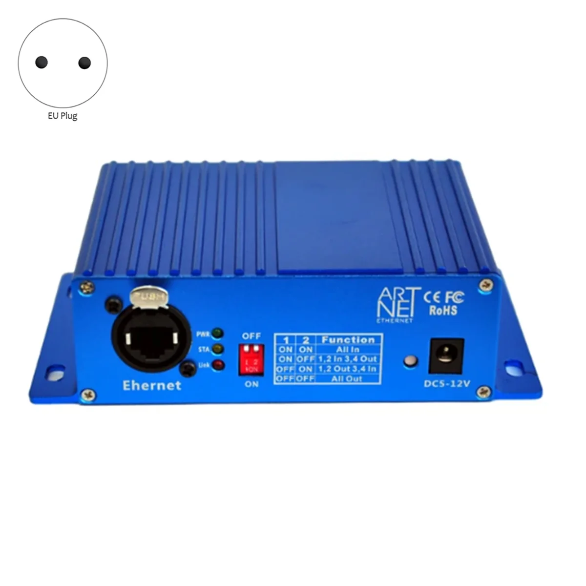 ArtNet-DMX 4 رباعية الاتجاه ArtNet DMX محول ثنائي الاتجاه 4 أنثى 3PIN XLR داخل/خارج إشارة تحويل إيثرنت الاتحاد الأوروبي التوصيل